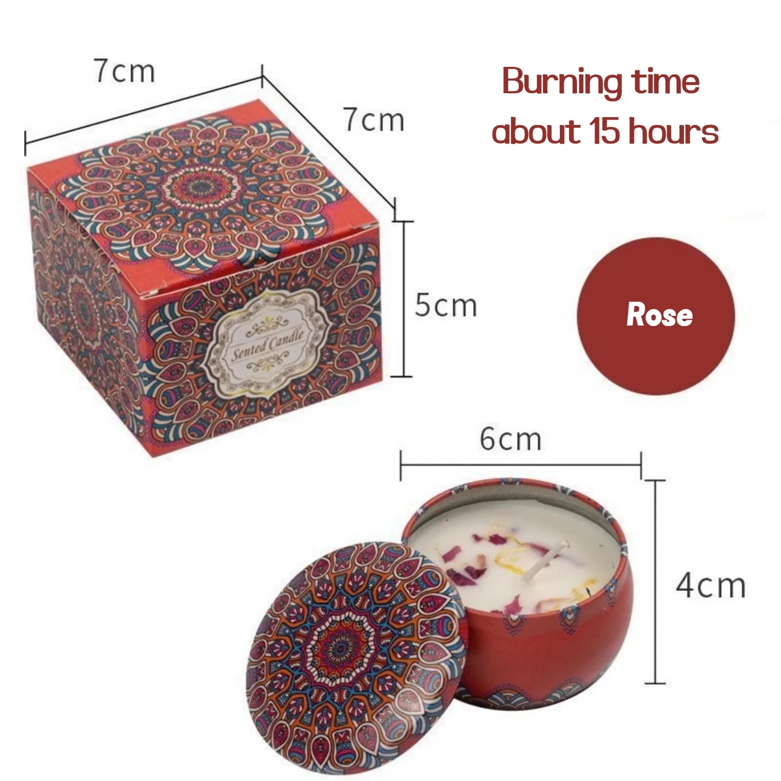 Relaxing Soy Wax Candle – Aromatherapy Jar with Rose & Lavender Flowers