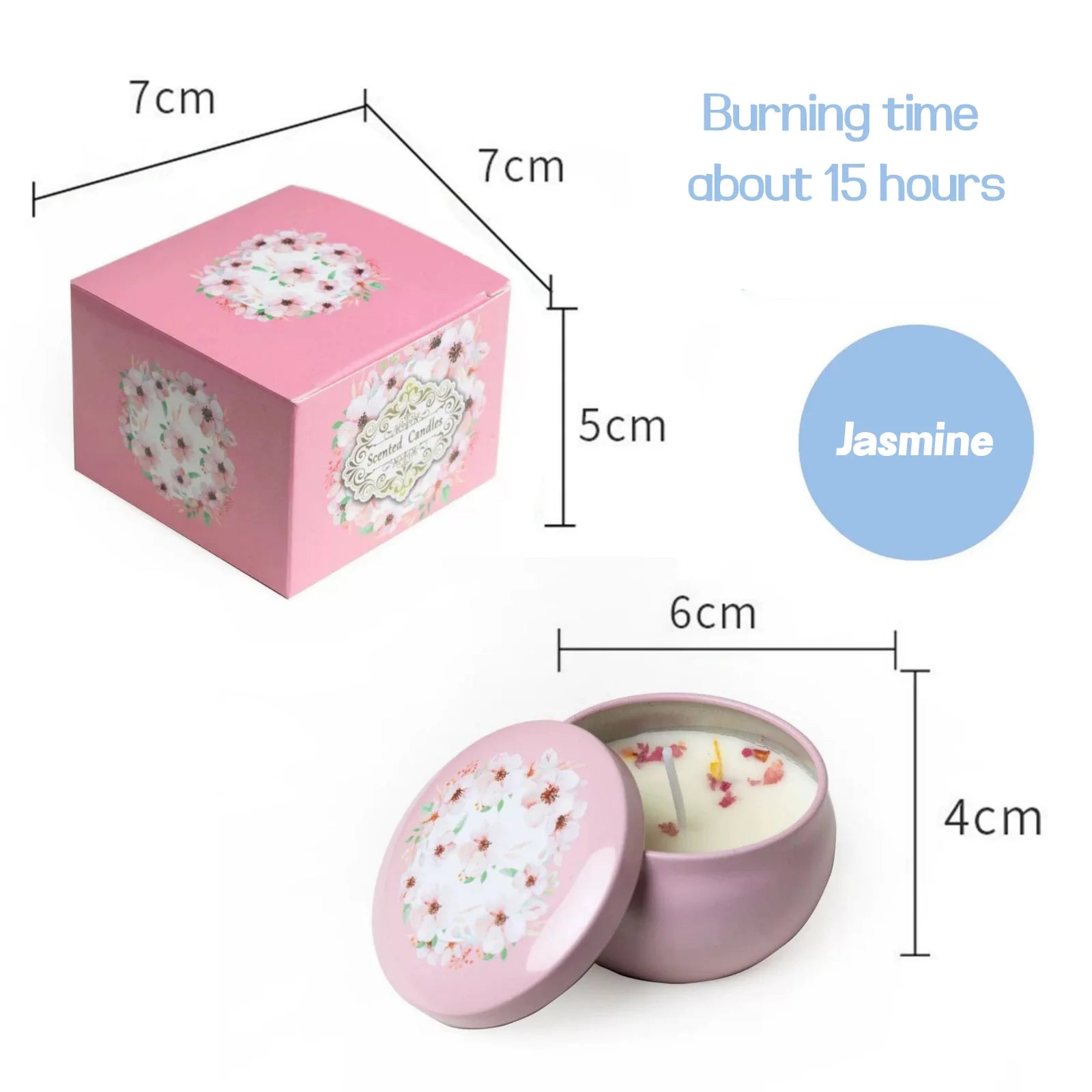 Relaxing Soy Wax Candle – Aromatherapy Jar with Rose & Lavender Flowers