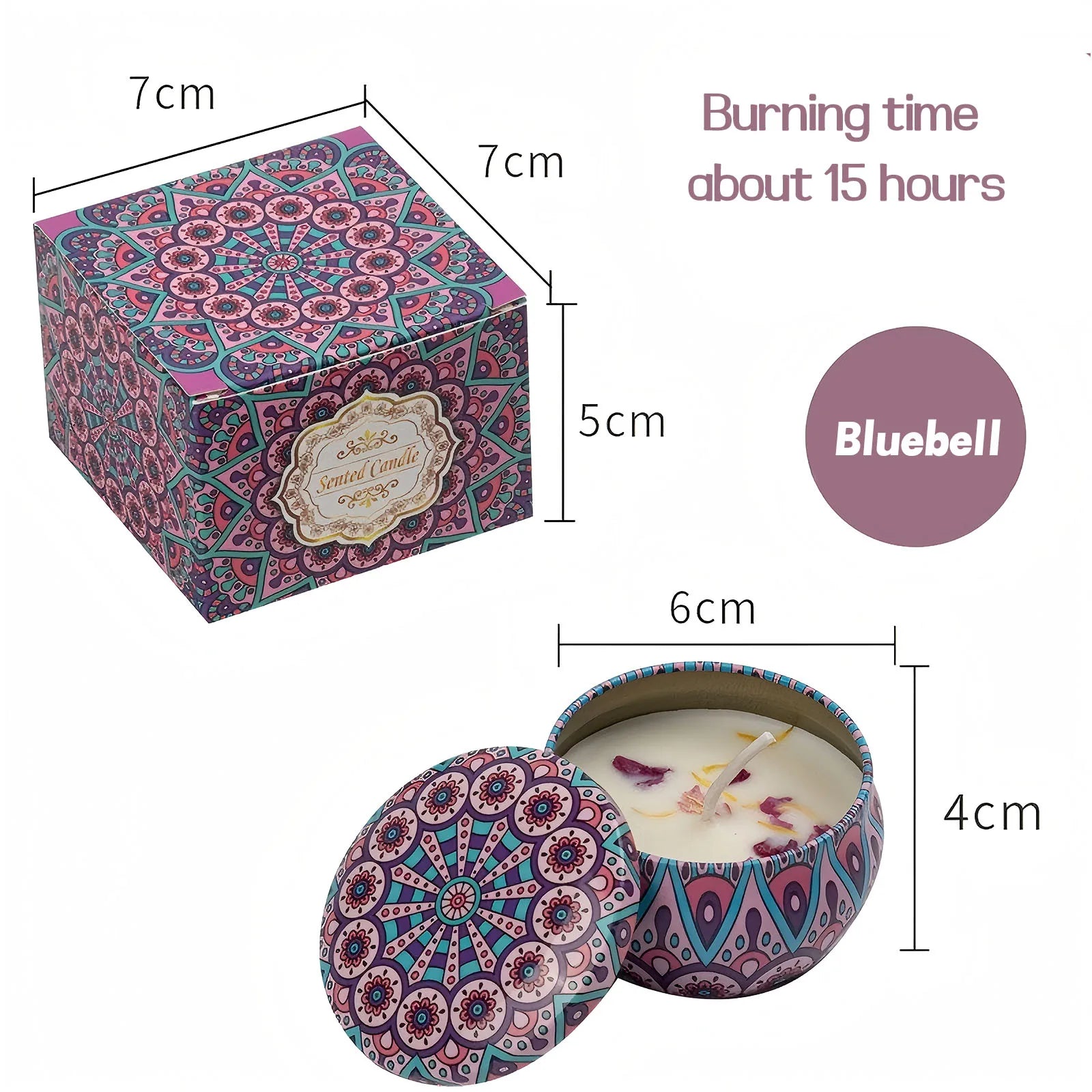 Relaxing Soy Wax Candle – Aromatherapy Jar with Rose & Lavender Flowers