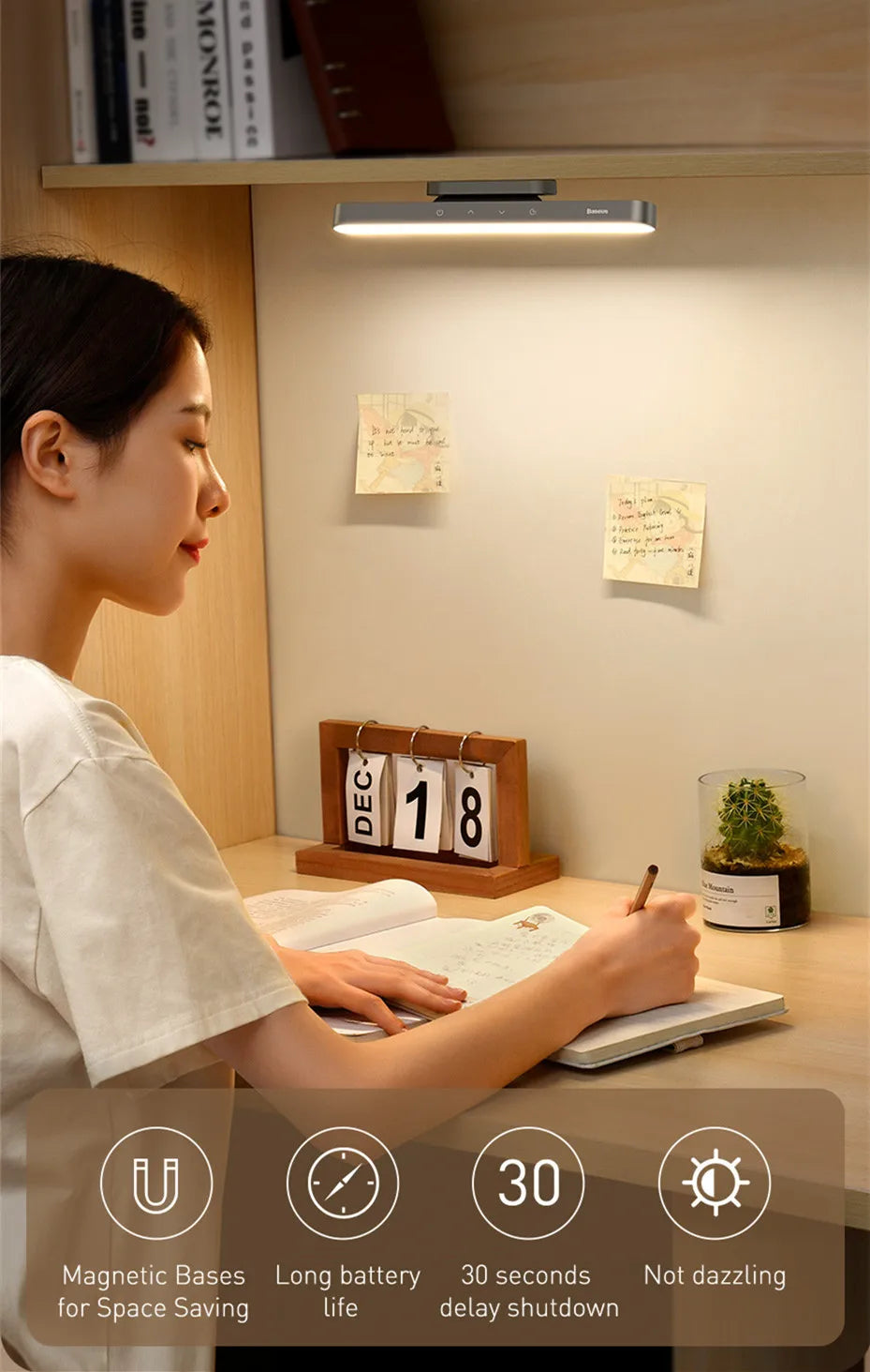 Stepless Dimming LED Table Lamp – Baseus Magnetic Rechargeable Light