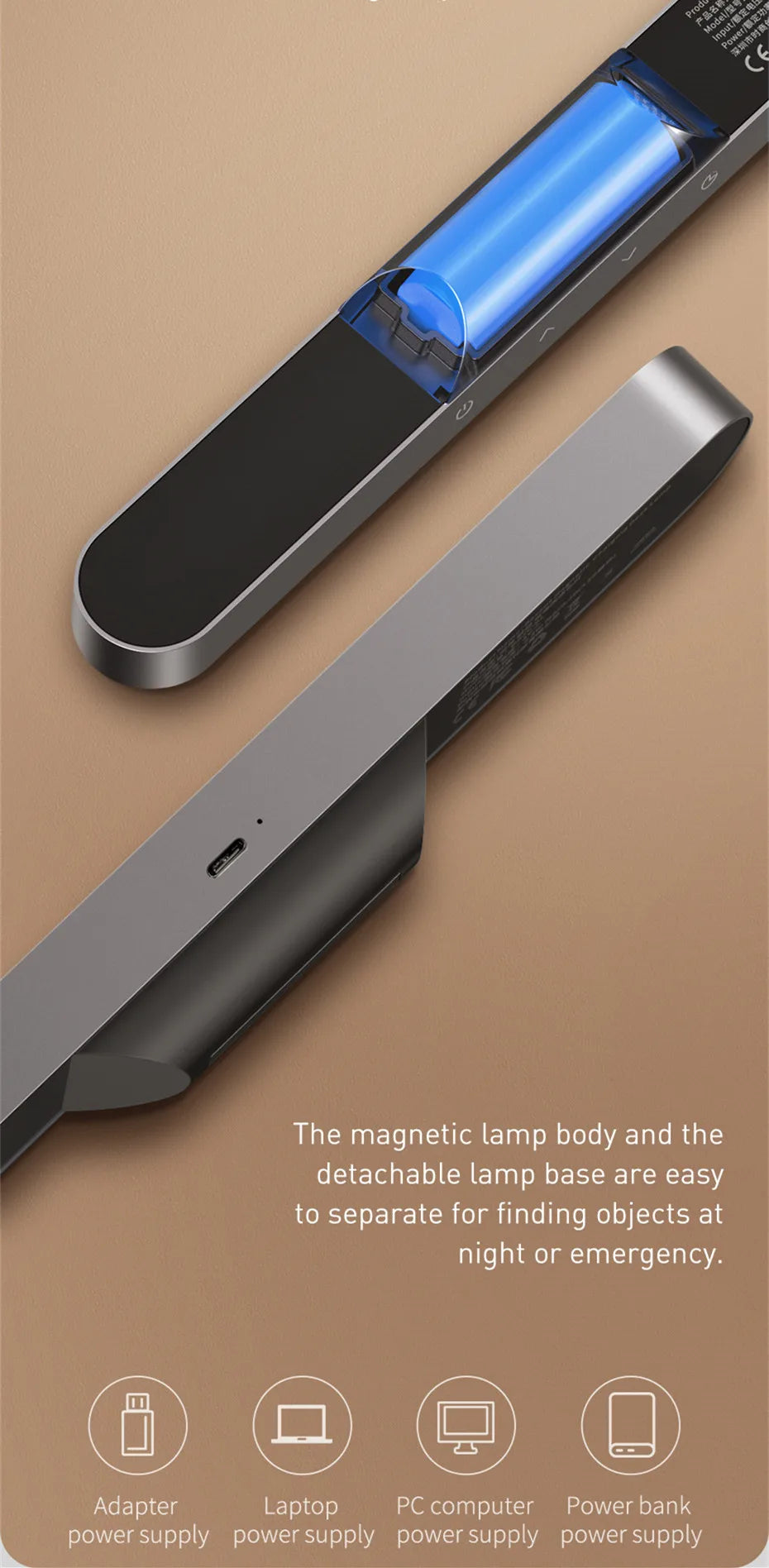 Stepless Dimming LED Table Lamp – Baseus Magnetic Rechargeable Light