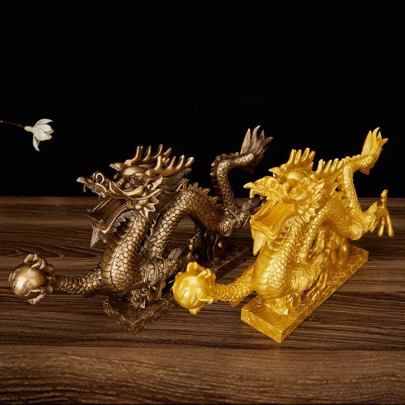 Good Luck Dragon Resin Decoration – Creative Ornament for Living Room & Study