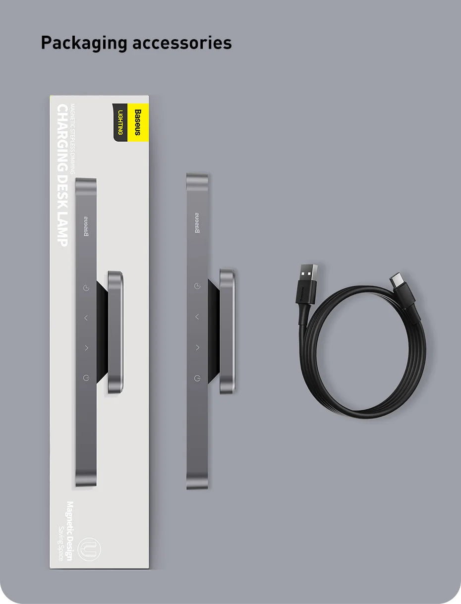 Stepless Dimming LED Table Lamp – Baseus Magnetic Rechargeable Light