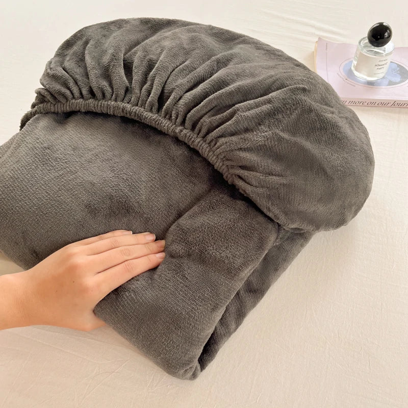Warm Plush Velvet Mattress Cover – Thickened Winter Fitted Bed Sheet, Multiple Sizes