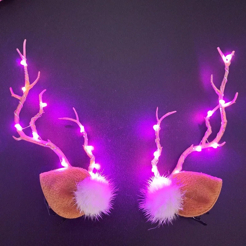 LED Elk Horn Headband – Festive Christmas Headwear for Girls & Women