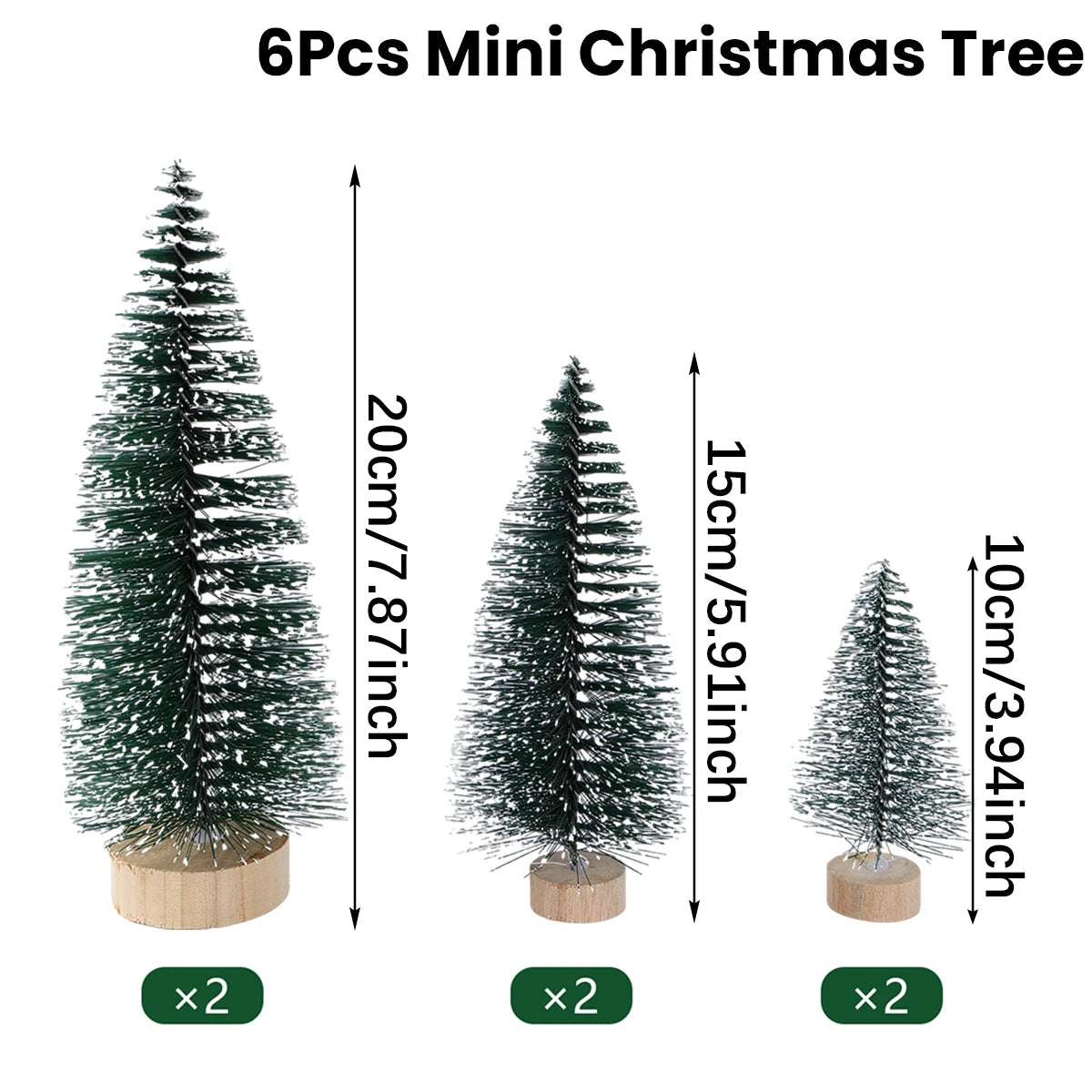 Set of Mini Christmas Trees – Artificial Wooden Pine Table Decorations