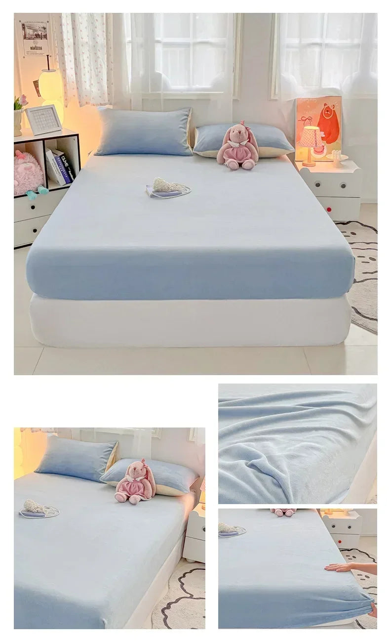 Warm Plush Velvet Mattress Cover – Thickened Winter Fitted Bed Sheet, Multiple Sizes