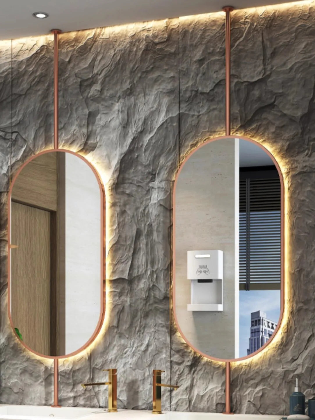 Ceiling Oval Hanging Mirror – Modern LED Vanity Mirror for Bathroom & Home