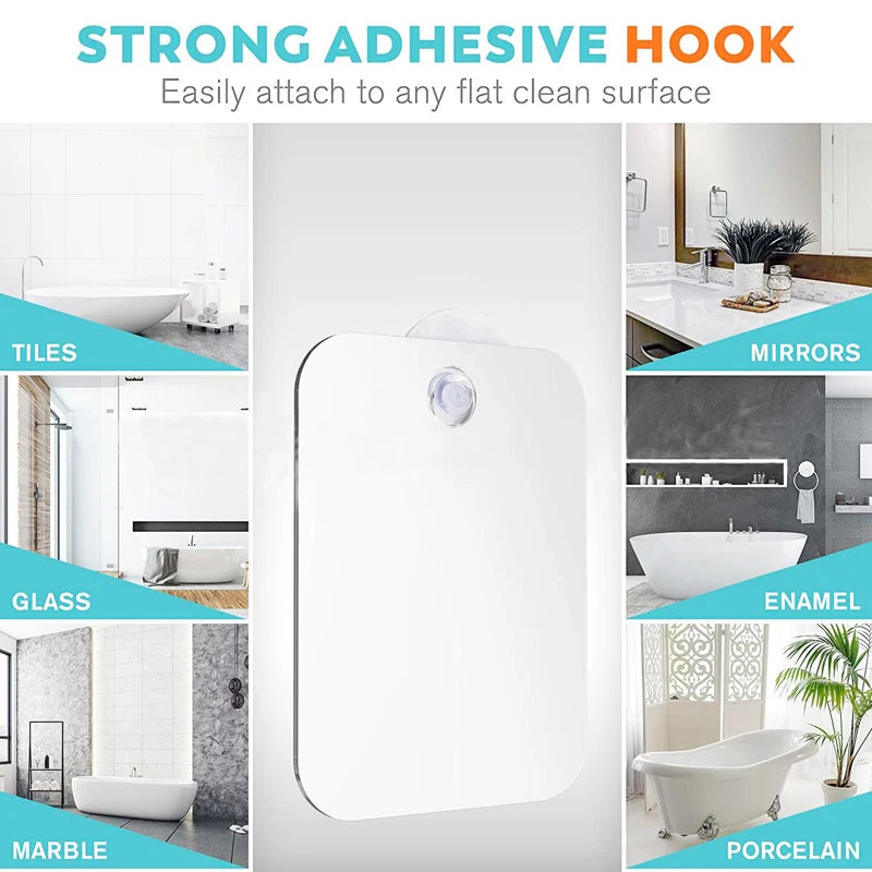 Fog-Free Bathroom Mirror – Acrylic Suction Wall Mirror for Shaving & Makeup