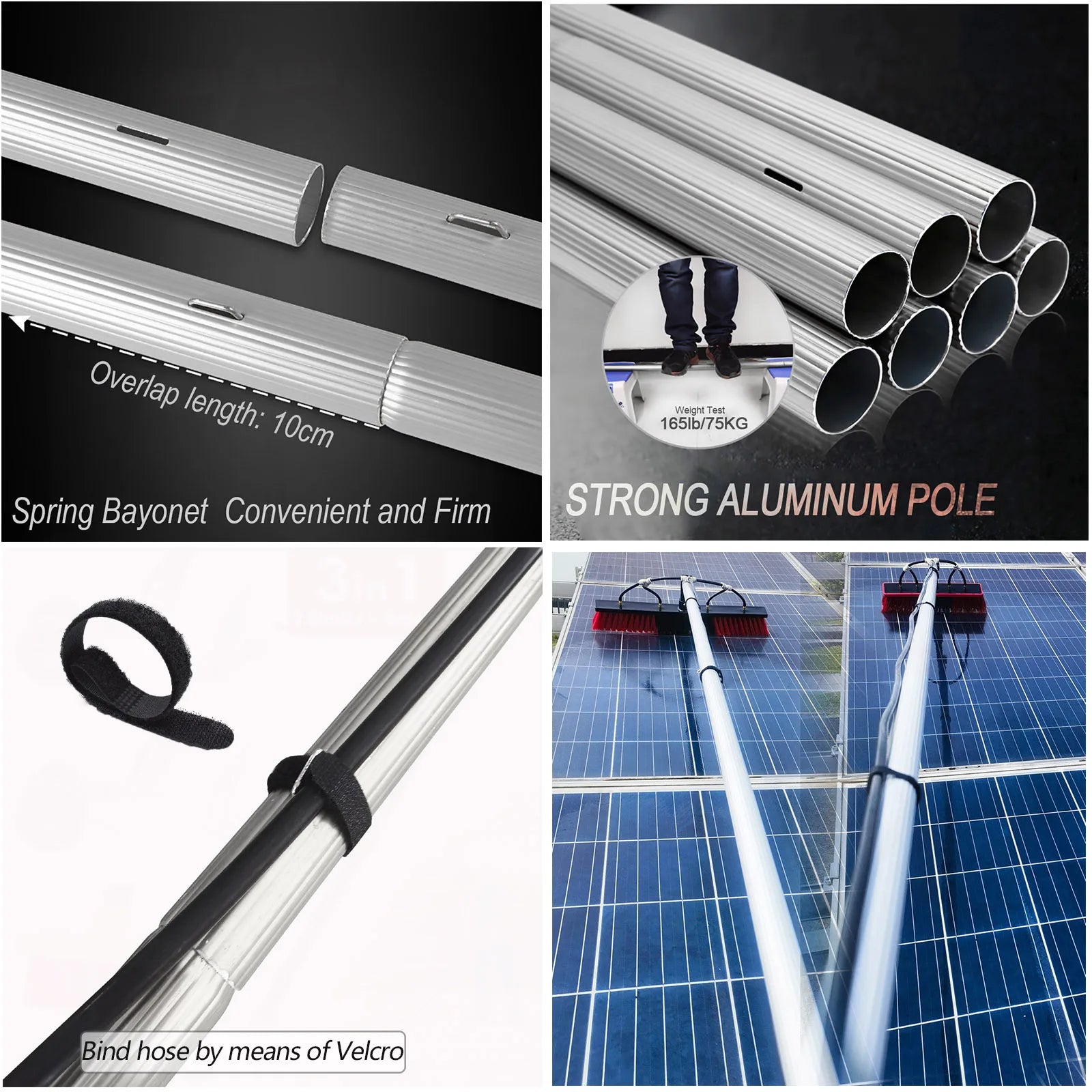 Solar Panel Cleaning Brush with Extension Pole