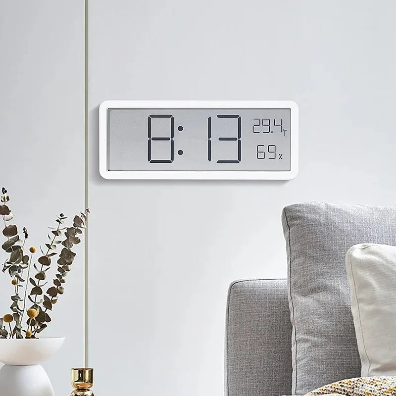 LCD Screen Digital Wall Clock – Time, Temperature & Humidity Display