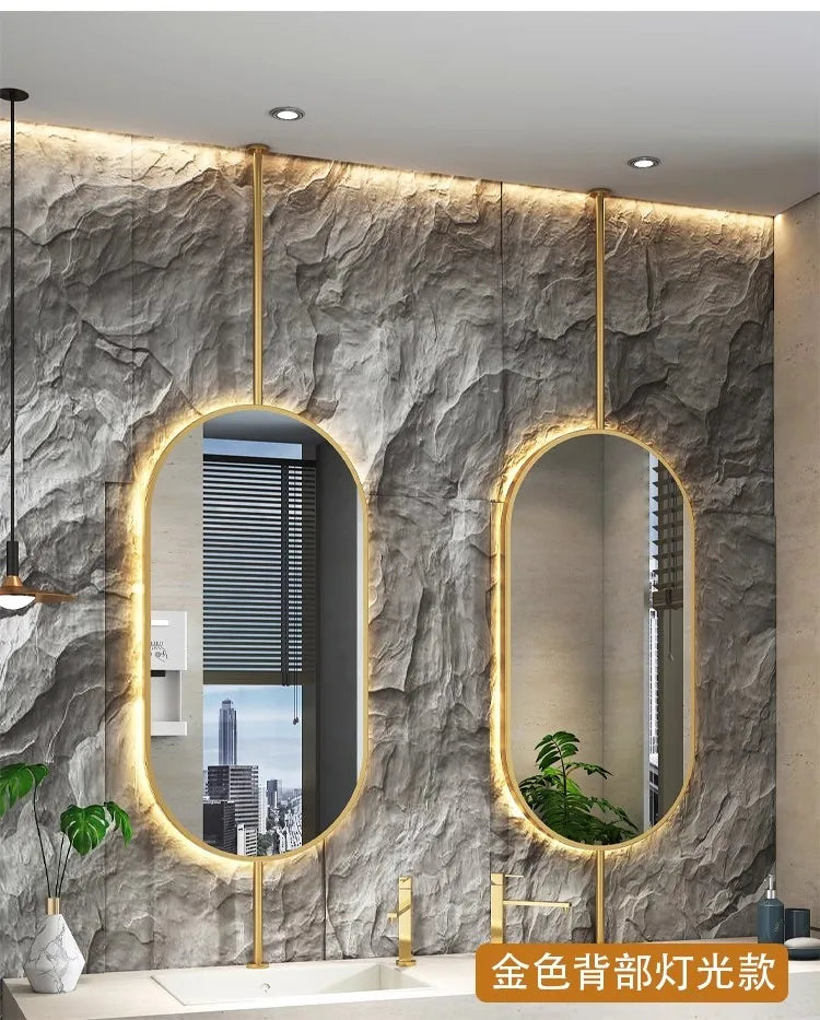 Ceiling Oval Hanging Mirror – Modern LED Vanity Mirror for Bathroom & Home