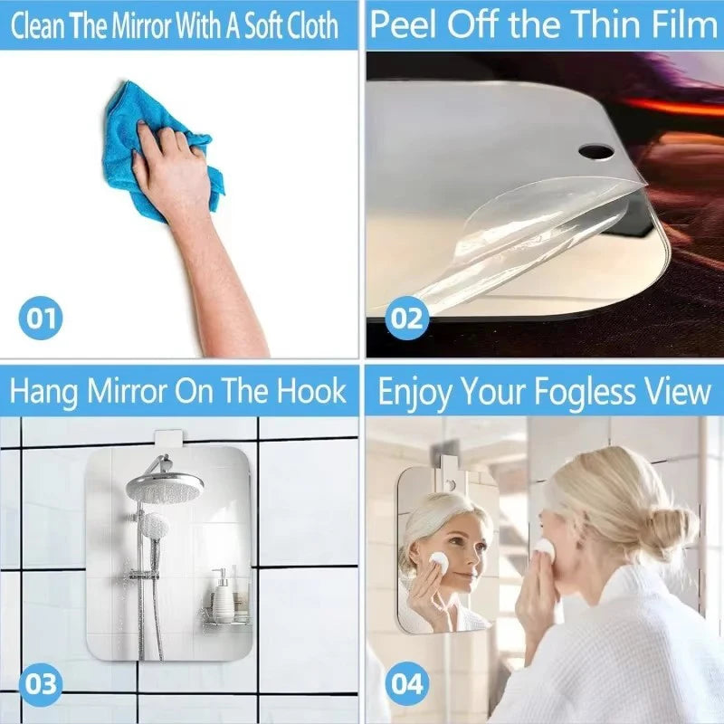 Fog-Free Bathroom Mirror – Acrylic Suction Wall Mirror for Shaving & Makeup