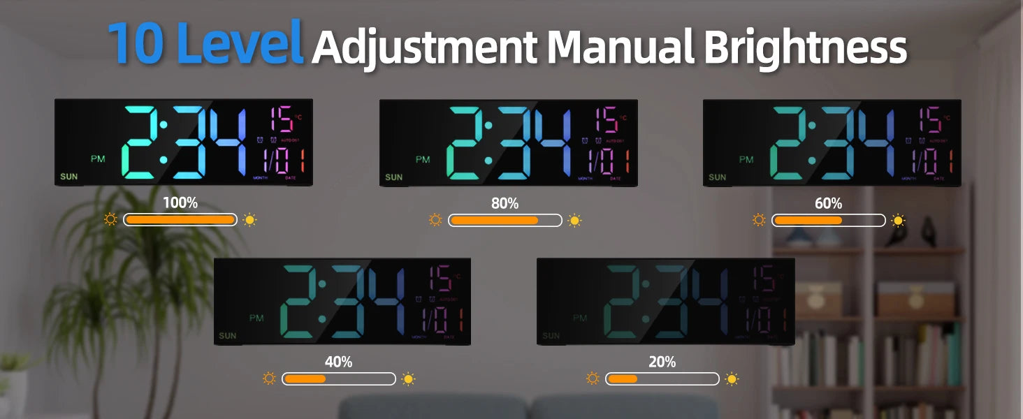 Big LED Display Alarm Clock – 16.2" Digital Wall Clock with Remote