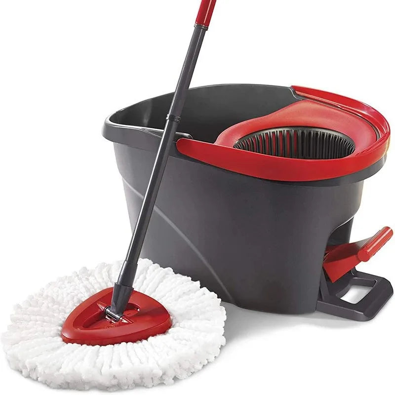 Ultra fine fiber rotary mop, bucket floor cleaning system, red, gray, standard