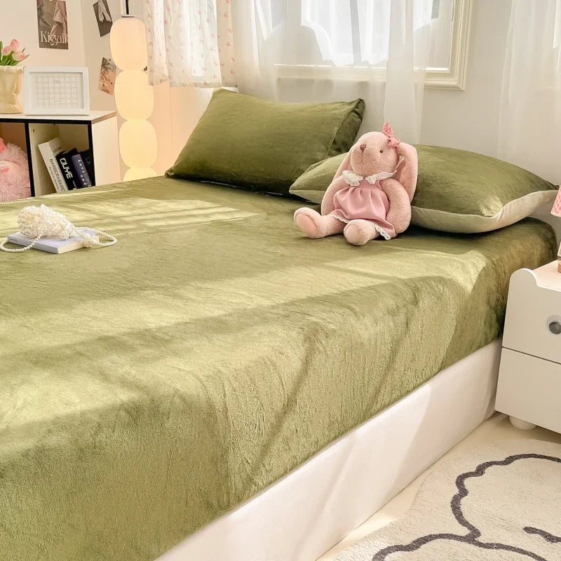 Warm Plush Velvet Mattress Cover – Thickened Winter Fitted Bed Sheet, Multiple Sizes
