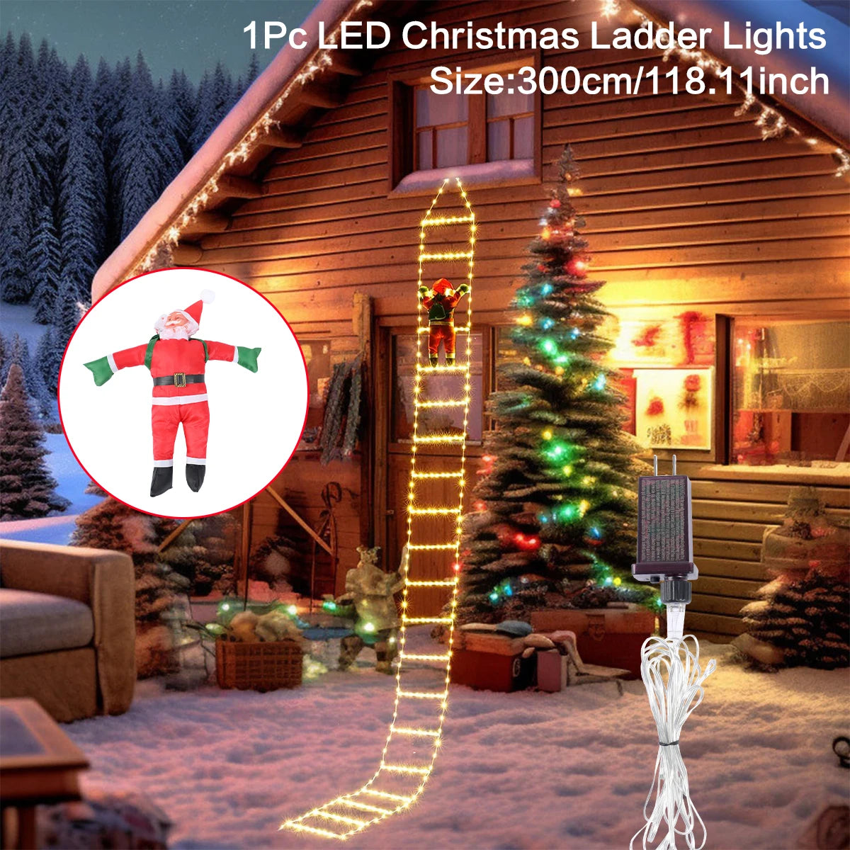 Santa Claus Climbing Ladder LED Light – Outdoor & Indoor Christmas Decor