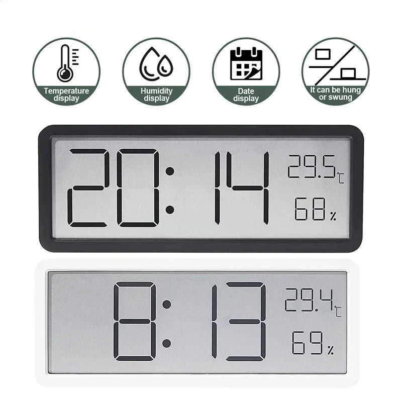 LCD Screen Digital Wall Clock – Time, Temperature & Humidity Display