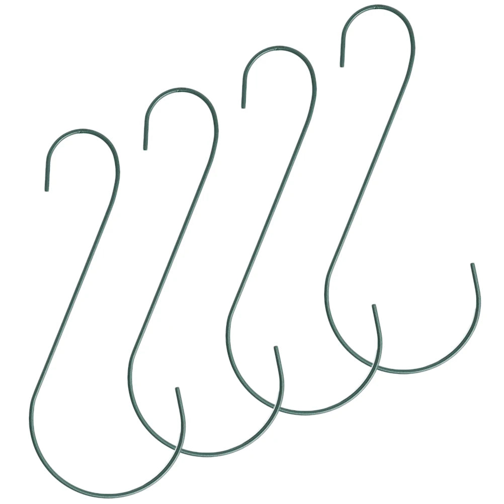 4pcs 12" Metal S Hooks – Durable Plant Hangers for Balcony & Garden