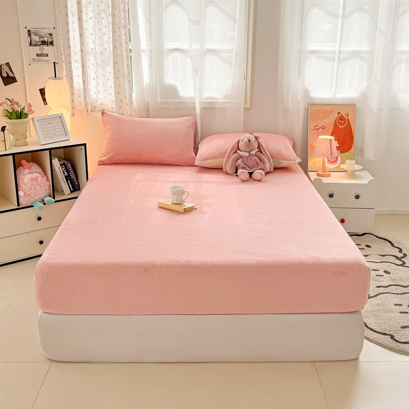 Warm Plush Velvet Mattress Cover – Thickened Winter Fitted Bed Sheet, Multiple Sizes