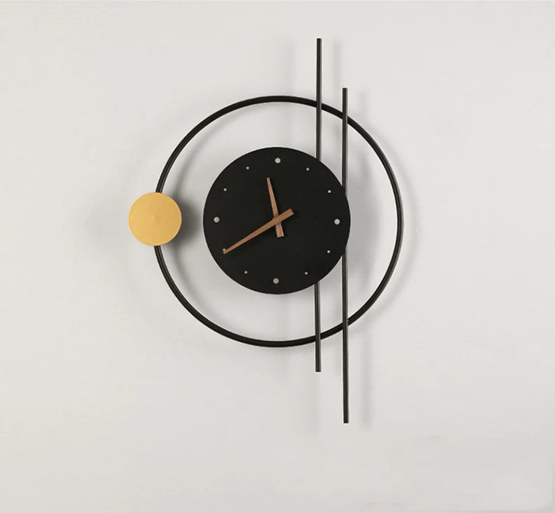 Nordic Luxury LED Clock Wall Light – Gold & Black Iron Acrylic Fixture