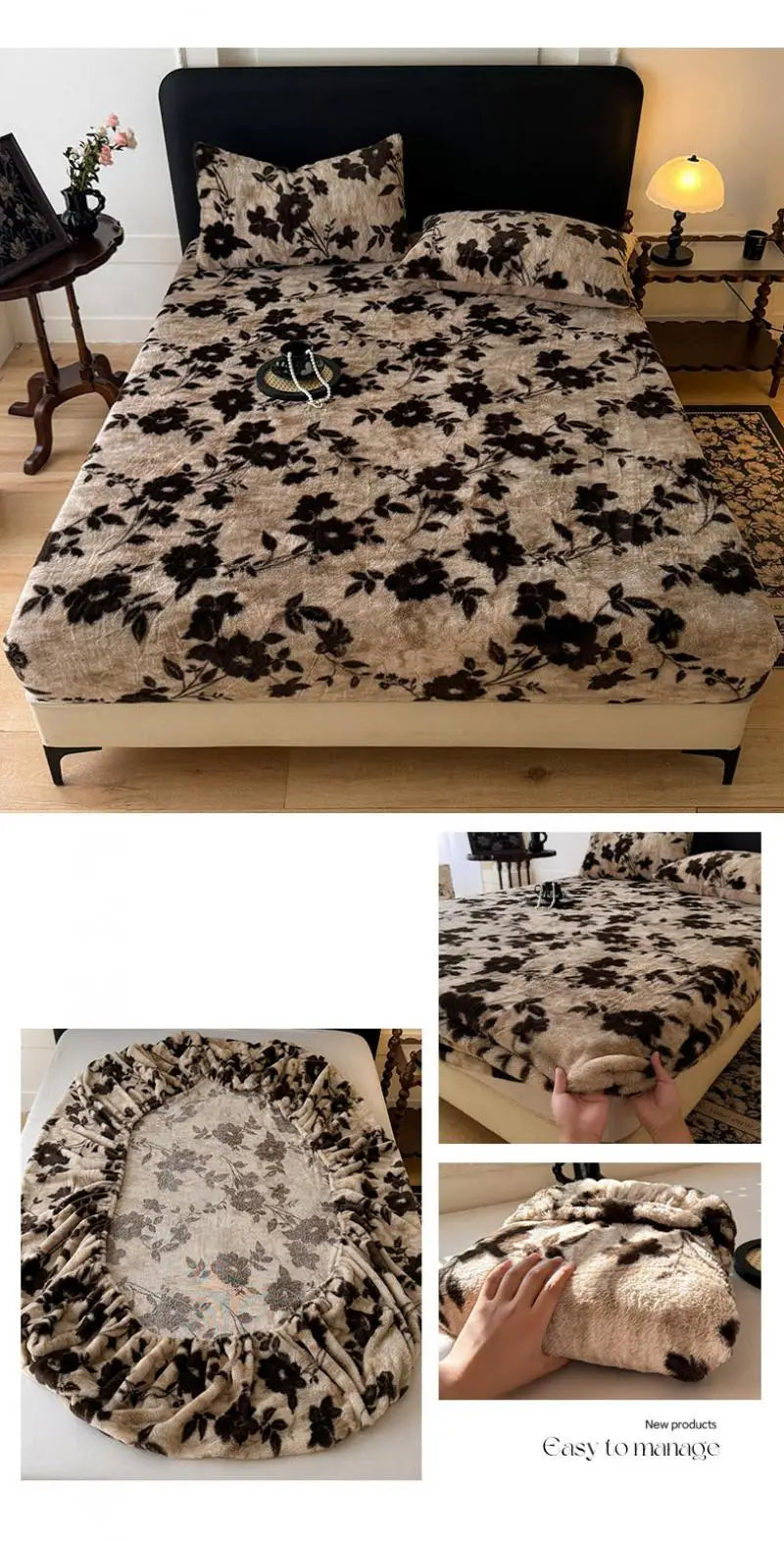 Warm Faux Rabbit Fur Fitted Sheet – Non-Slip Thick Mattress Cover with Elastic Band