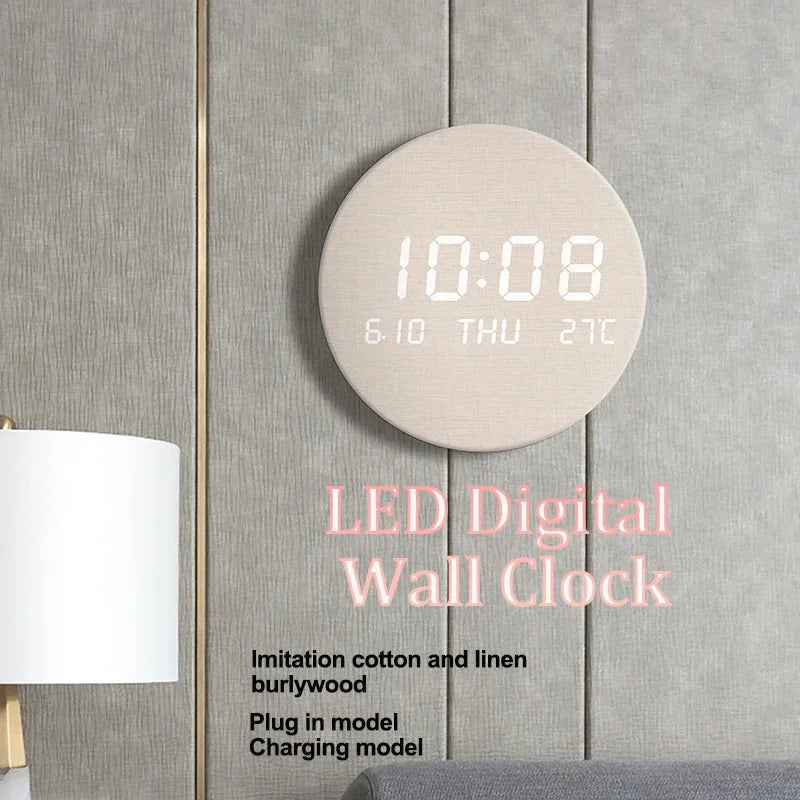 LED Digital Wall Clock – Time, Date & Temperature Display for Home