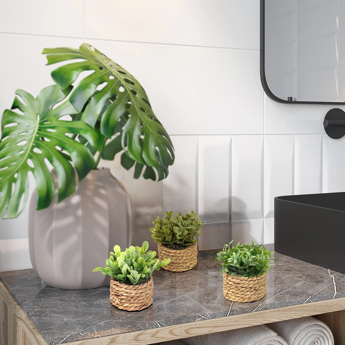 Artificial Eucalyptus Grass – Small Potted Plant for Home Decoration