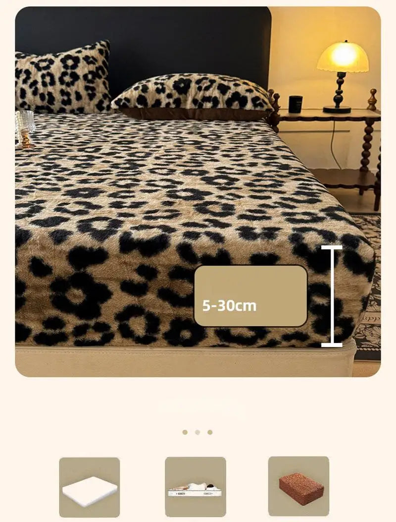 Warm Faux Rabbit Fur Fitted Sheet – Non-Slip Thick Mattress Cover with Elastic Band