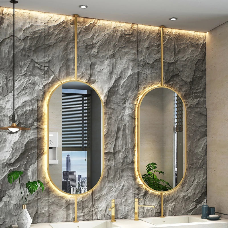 Ceiling Oval Hanging Mirror – Modern LED Vanity Mirror for Bathroom & Home
