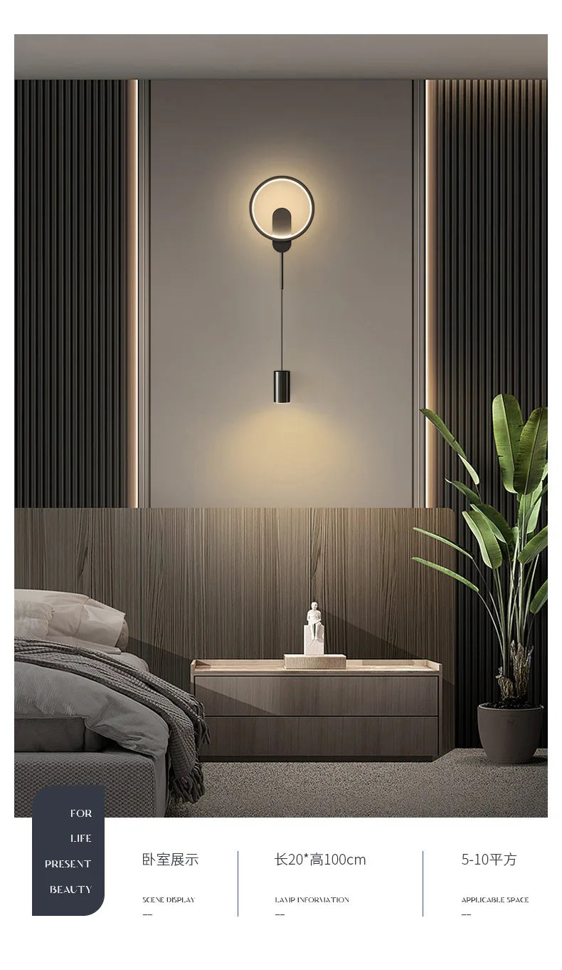 Modern LED Wall Lamp – Minimalist Design for Bedroom, Living Room & Home Decor