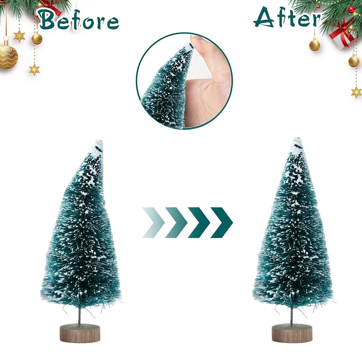 Set of Mini Christmas Trees – Artificial Wooden Pine Table Decorations