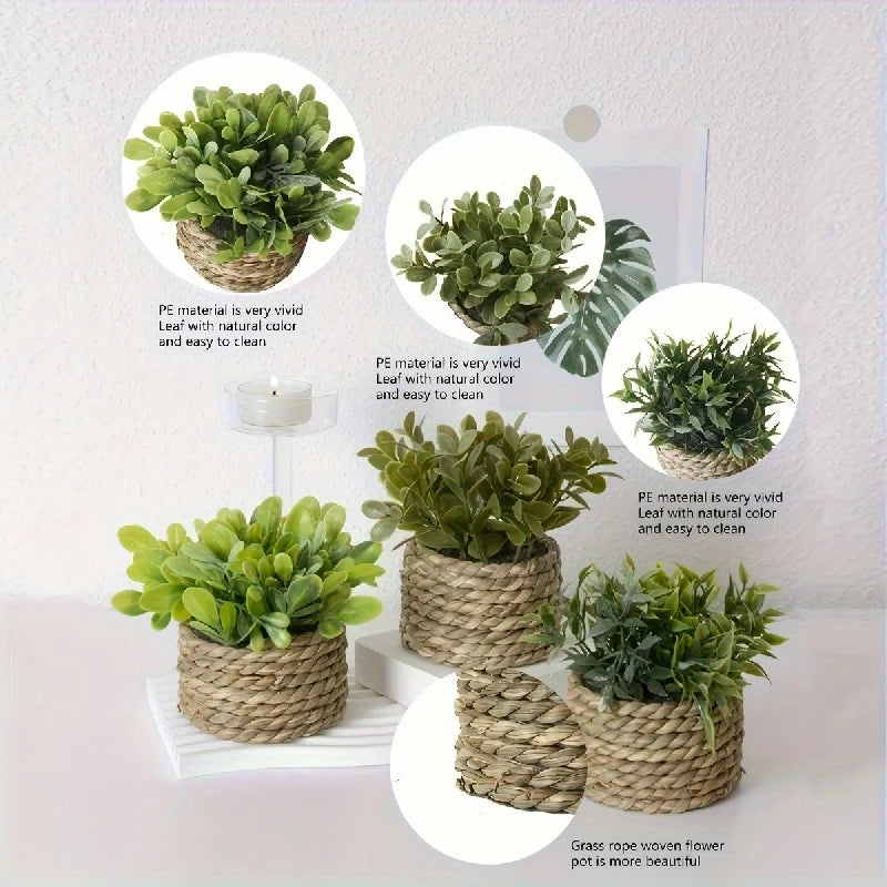 Artificial Eucalyptus Grass – Small Potted Plant for Home Decoration