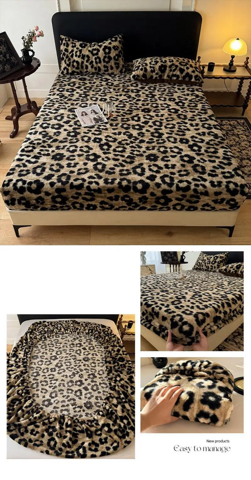Warm Faux Rabbit Fur Fitted Sheet – Non-Slip Thick Mattress Cover with Elastic Band