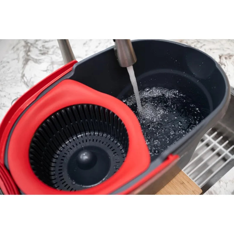 Ultra fine fiber rotary mop, bucket floor cleaning system, red, gray, standard