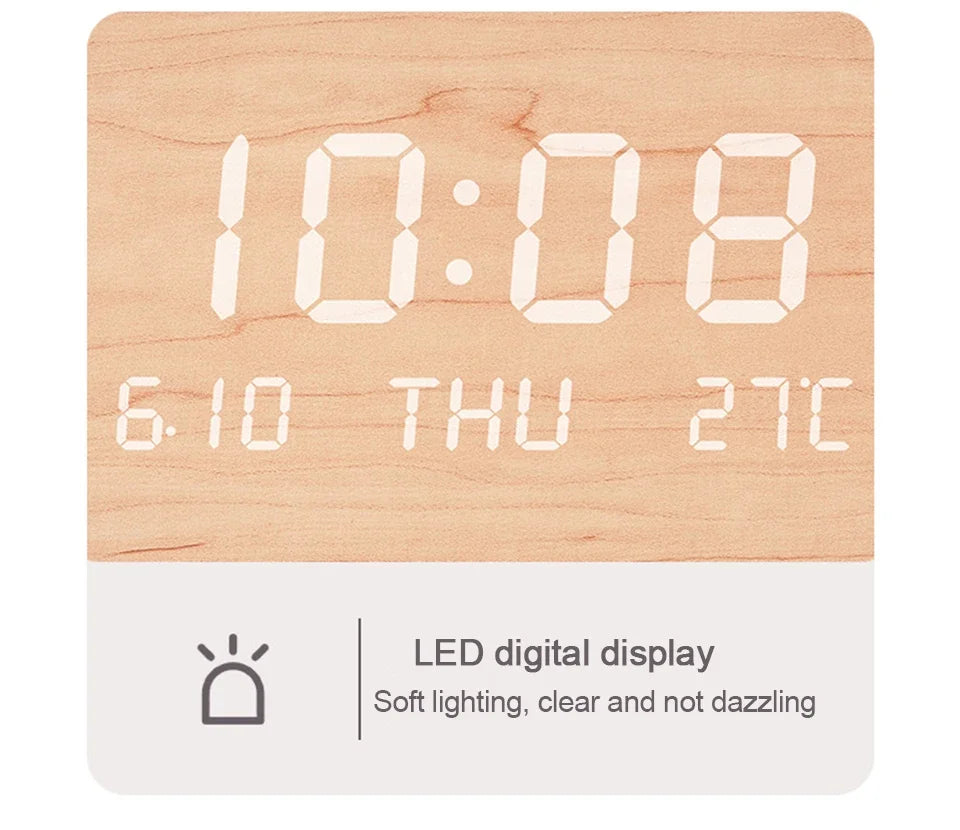 LED Digital Wall Clock – Time, Date & Temperature Display for Home