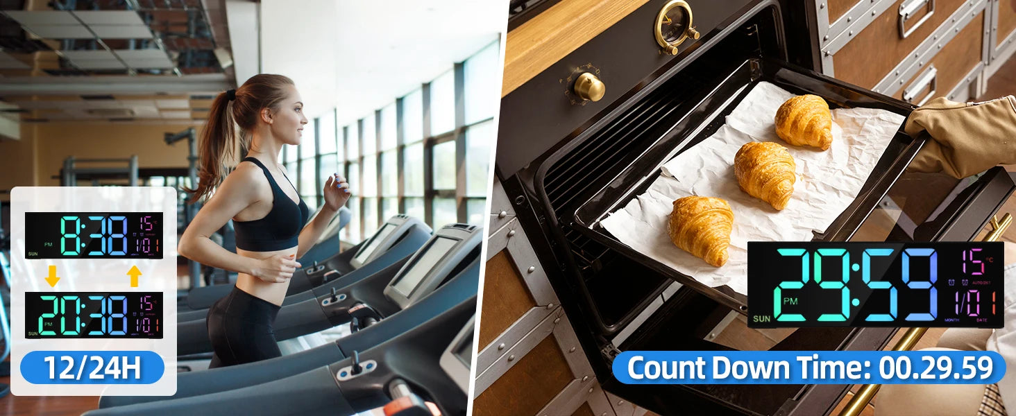 Big LED Display Alarm Clock – 16.2" Digital Wall Clock with Remote