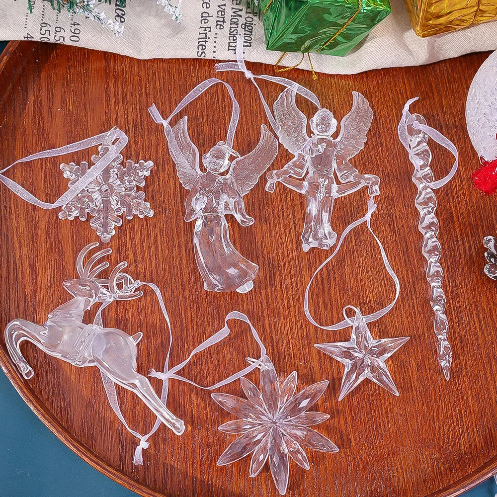 Clear Snowflake Christmas Ornaments – Set of 2 or 6 Hanging Decorations