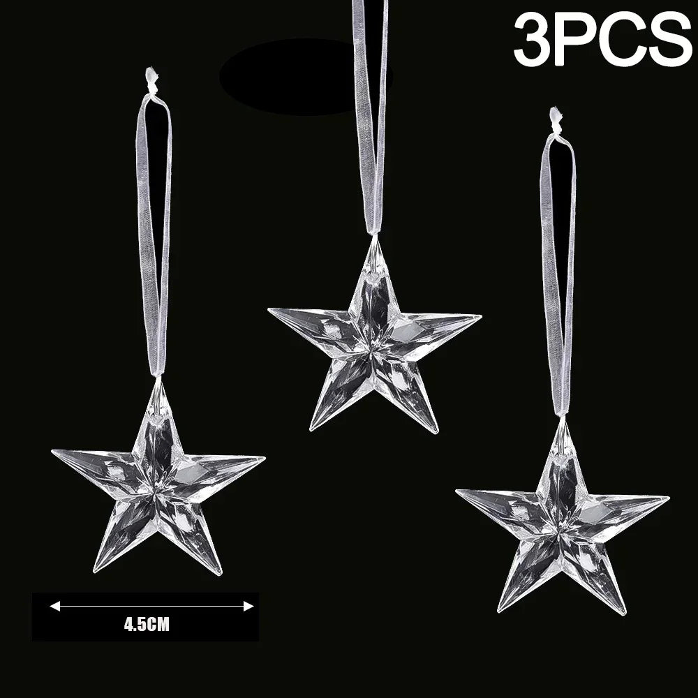 Clear Snowflake Christmas Ornaments – Set of 2 or 6 Hanging Decorations