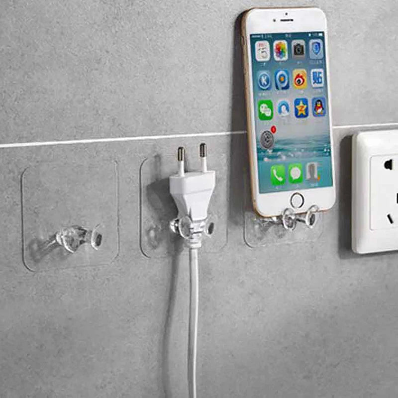 10pcs Wall Storage Hooks – Punch-Free Adhesive Plug & Socket Holders