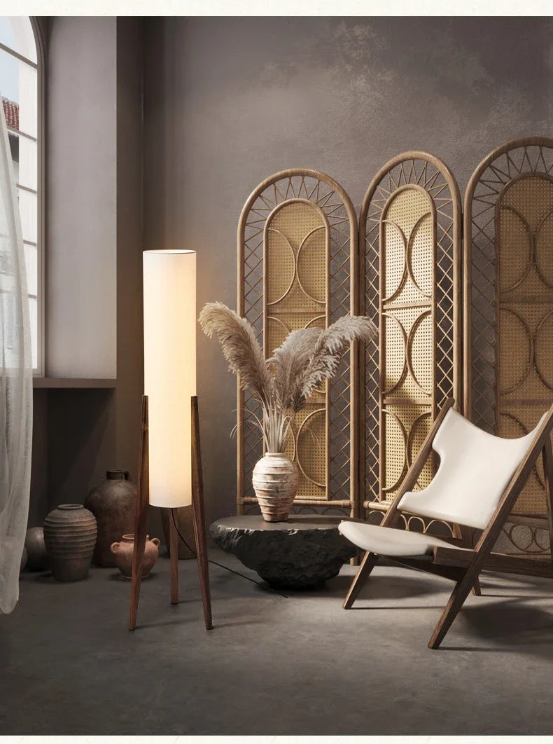 Retro Wooden Standing Lamp – Art Decorative Floor Light for Hotel & Home