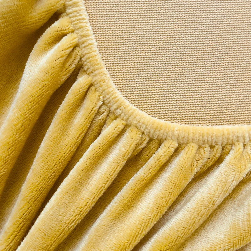 Warm Thick Flannel Fleece Bed Sheet – Solid Color, All-Inclusive Fitted Mattress Cover (Single/Queen/King)