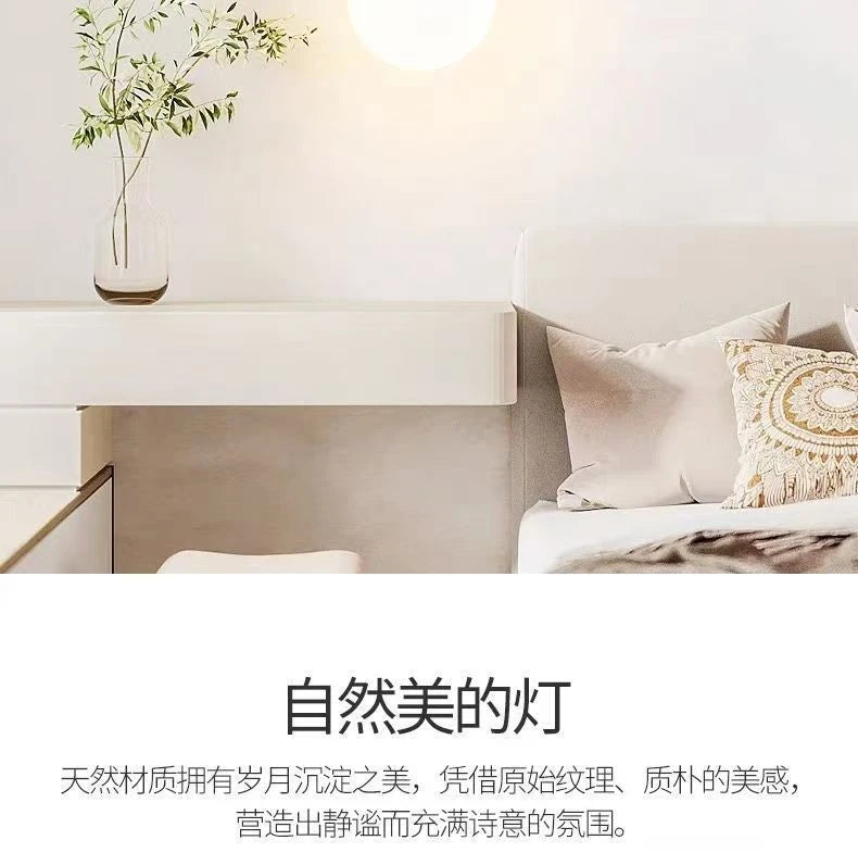 Wood and Stone Pendant Light – Small Ceiling Lamp for Home Decoration