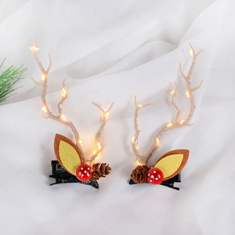 LED Elk Horn Headband – Festive Christmas Headwear for Girls & Women