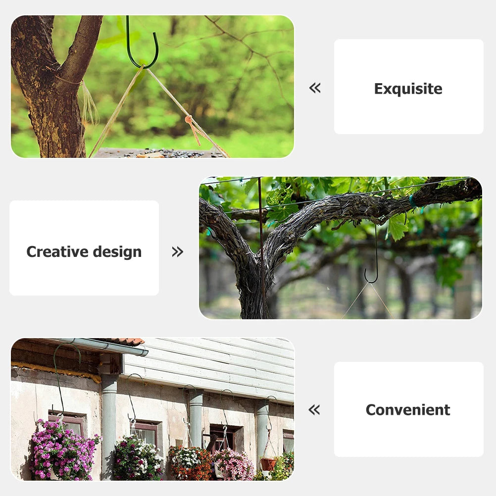 4pcs 12" Metal S Hooks – Durable Plant Hangers for Balcony & Garden