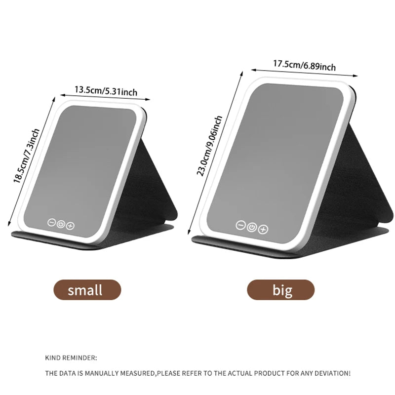 Portable Vanity Mirror – Rechargeable 3-Color LED Light Makeup Mirror