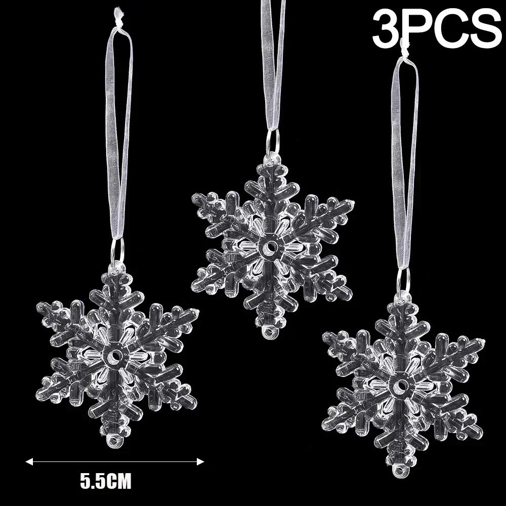 Clear Snowflake Christmas Ornaments – Set of 2 or 6 Hanging Decorations