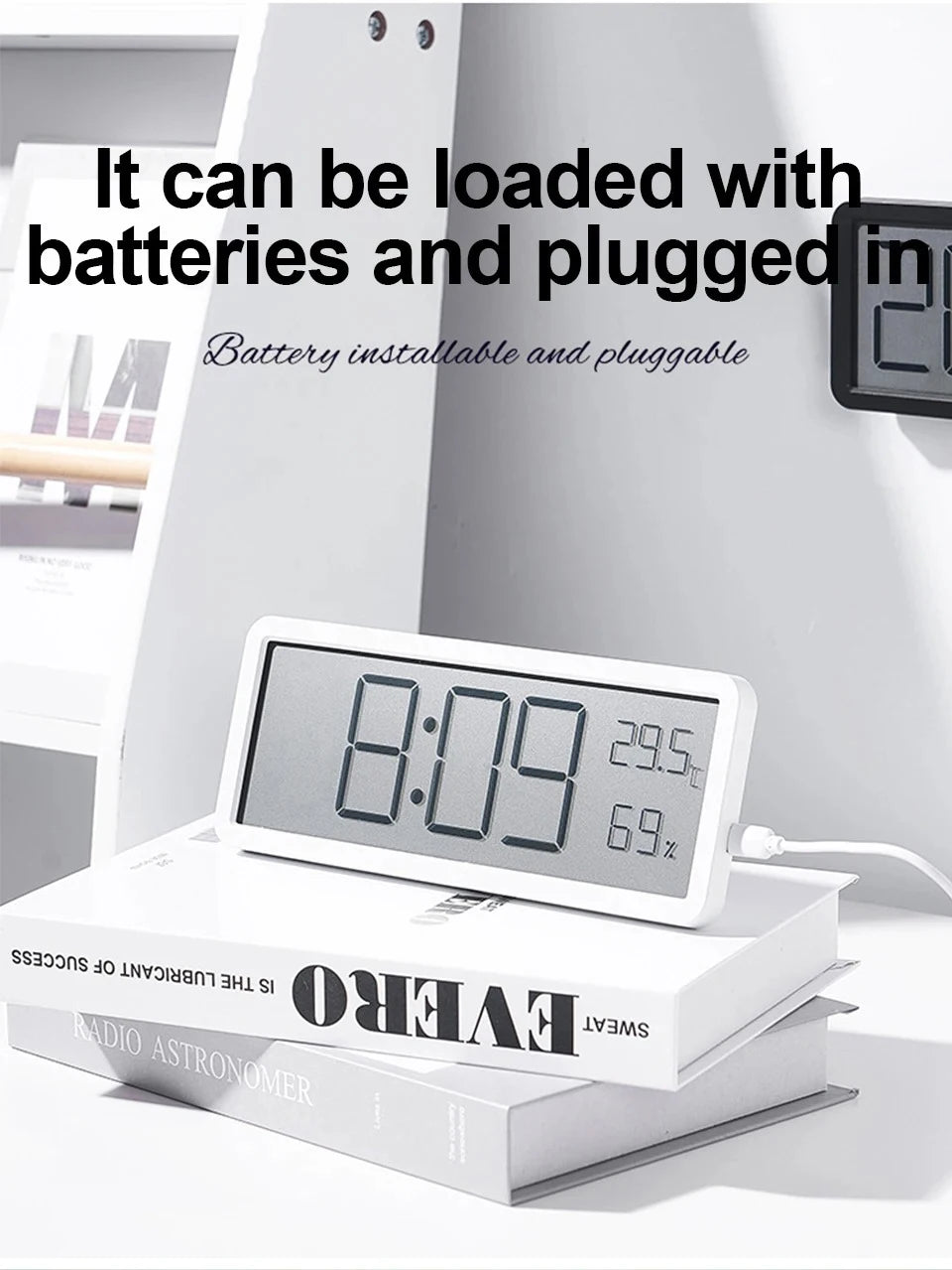 LCD Screen Digital Wall Clock – Time, Temperature & Humidity Display