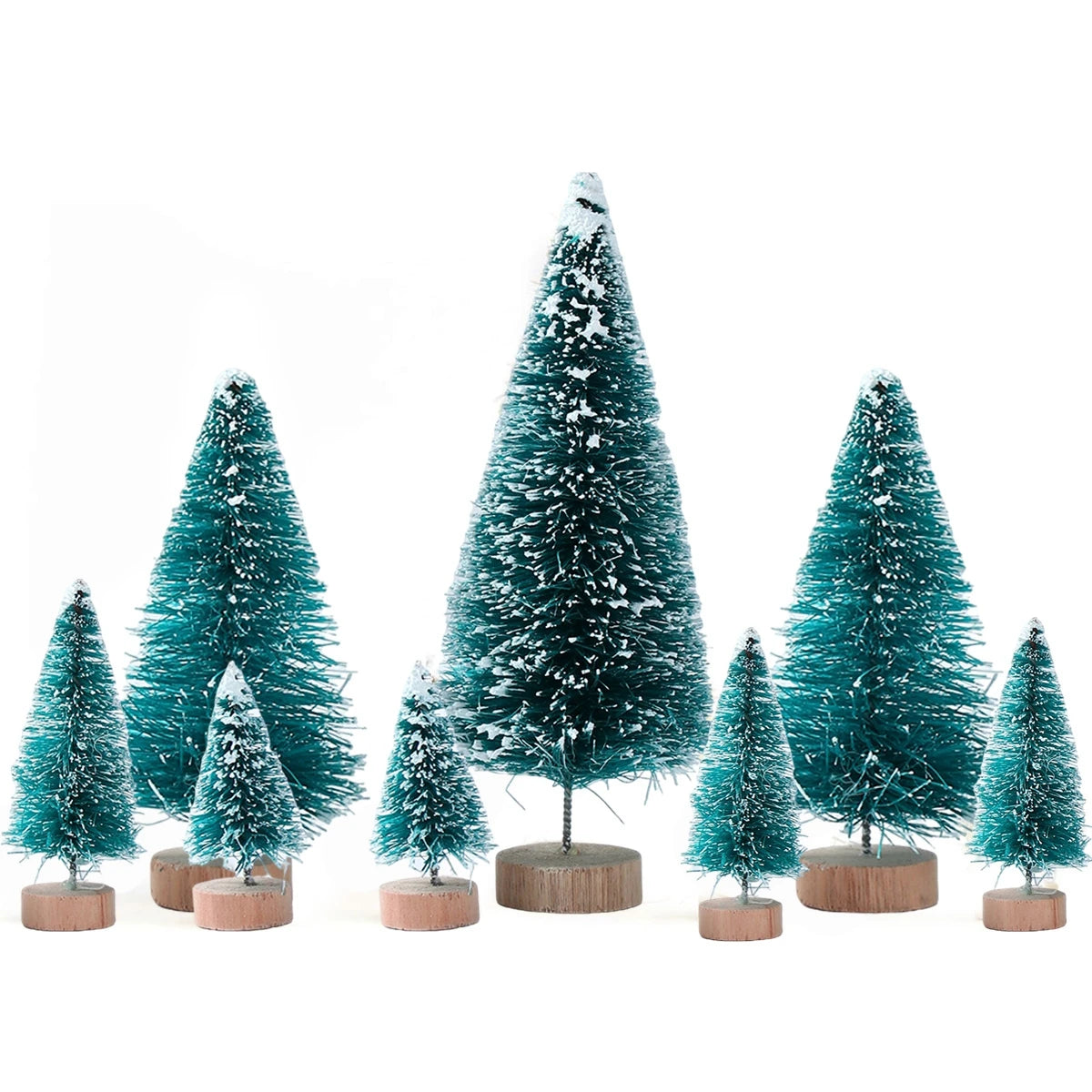 Set of Mini Christmas Trees – Artificial Wooden Pine Table Decorations