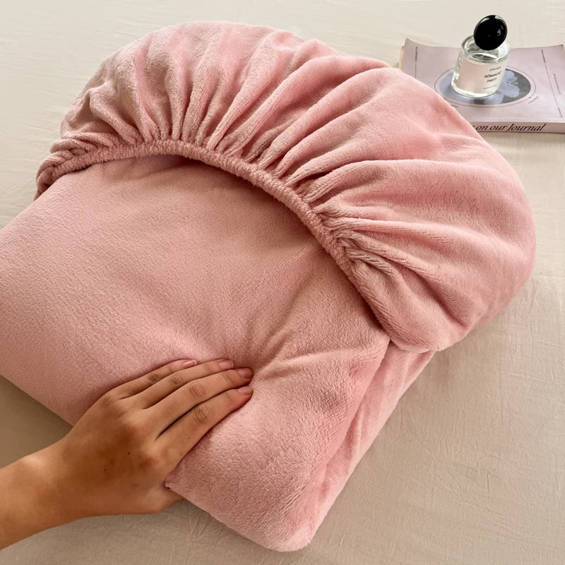 Warm Plush Velvet Mattress Cover – Thickened Winter Fitted Bed Sheet, Multiple Sizes